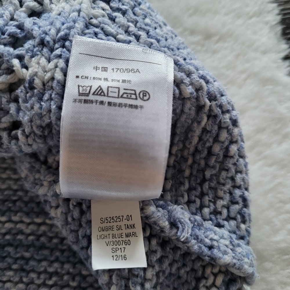 GAP Ombrè Sleeveless Cotton Cheveron Knit Tank With In Blue Marled Yarn Size M - Picture 8 of 8
